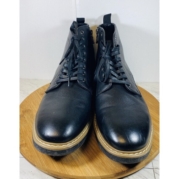 Steve Madden Mitchell MITC01M1 Mens Black Leather Lace Up Casual Dress Boots 13 main image 7